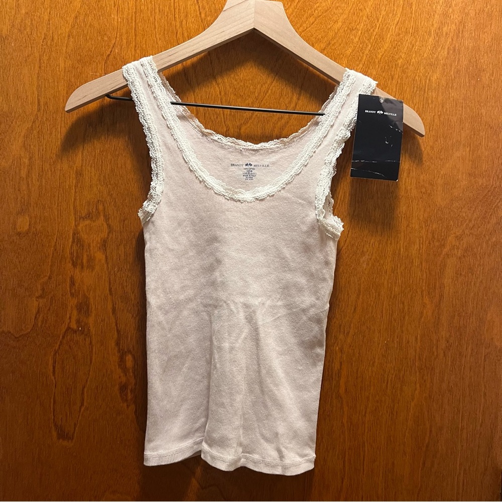 NWT Brandy Melville Pink Ronnie Lace Tank Top